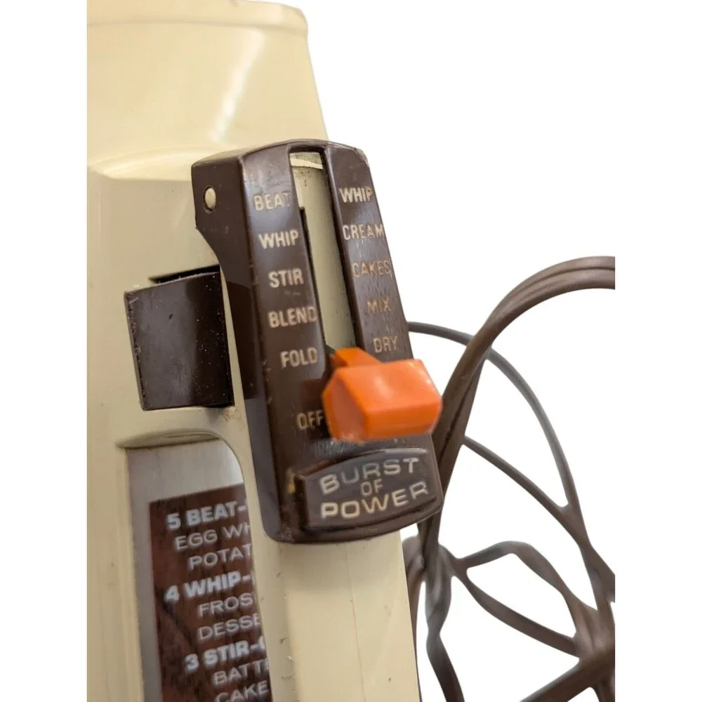 Vintage Sunbeam Mixmaster Hand Mixer 5 Speed 3-76 Almond Brown Burst of Power